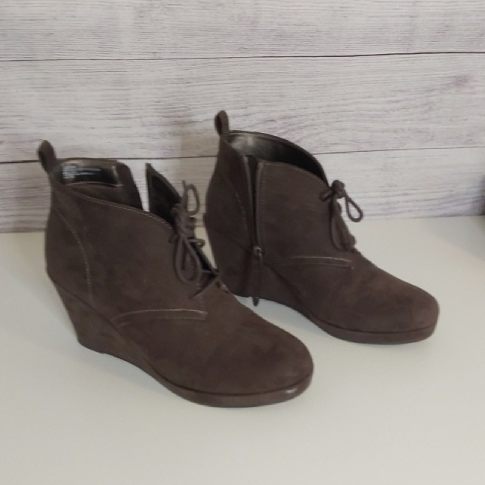 Brown Suede Women's Wedge Ankle Boots